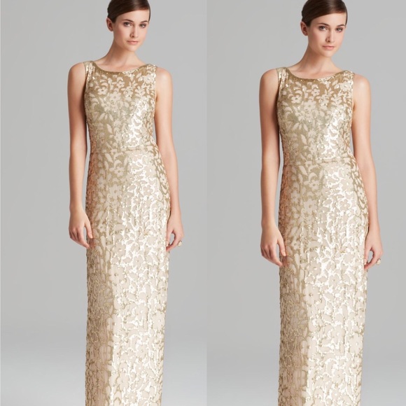 AIDAN MATTOX BLACK sleeveless sequins silk GOWN - Picture 2 of 6